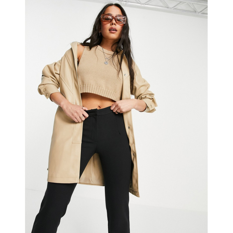 Topshop faux leather seamed...