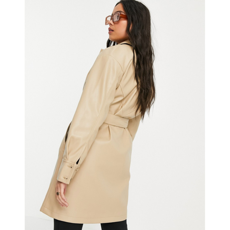Topshop faux leather seamed...