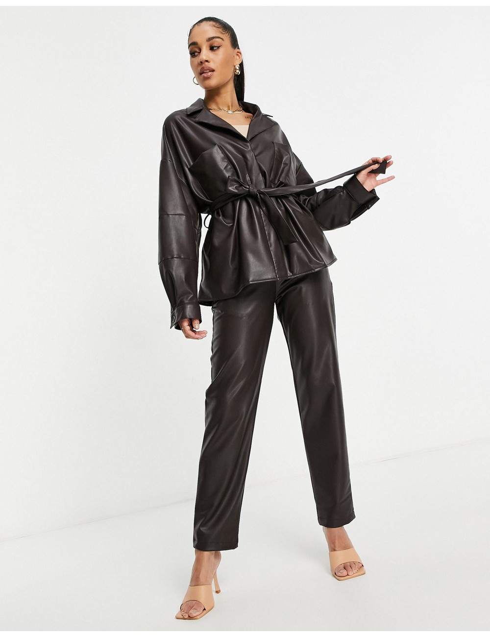 ASOS DESIGN waisted leather...