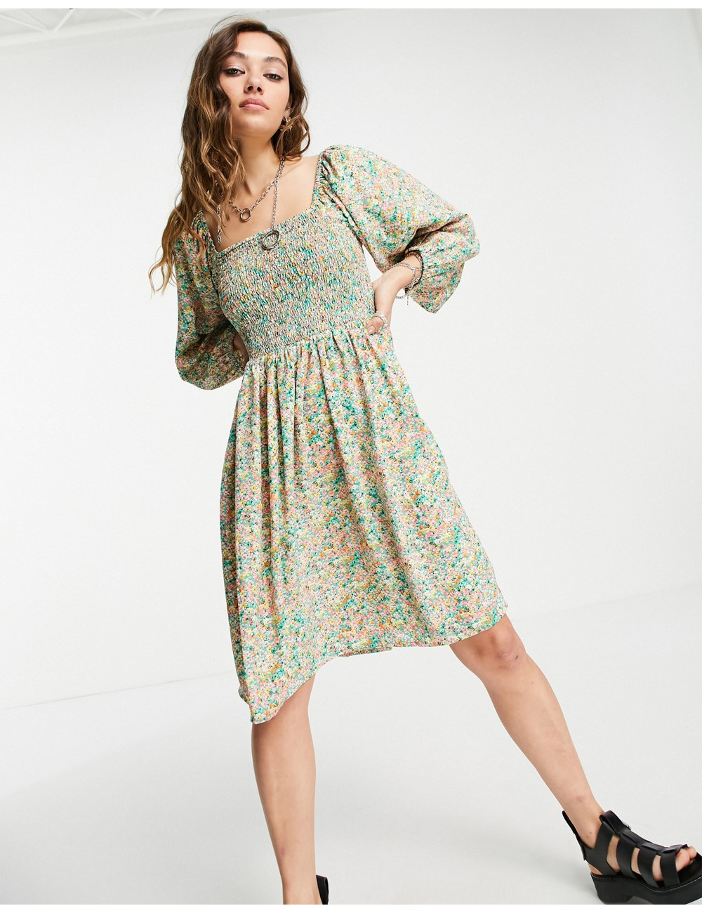 Only mini smock dress with...