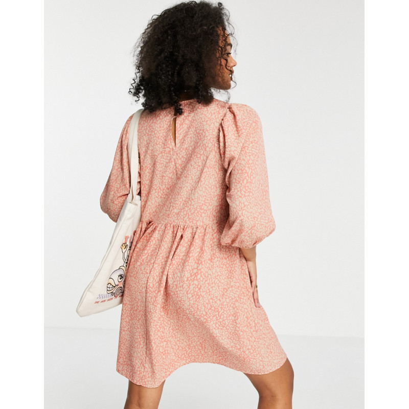 Pieces smock dress in coral...