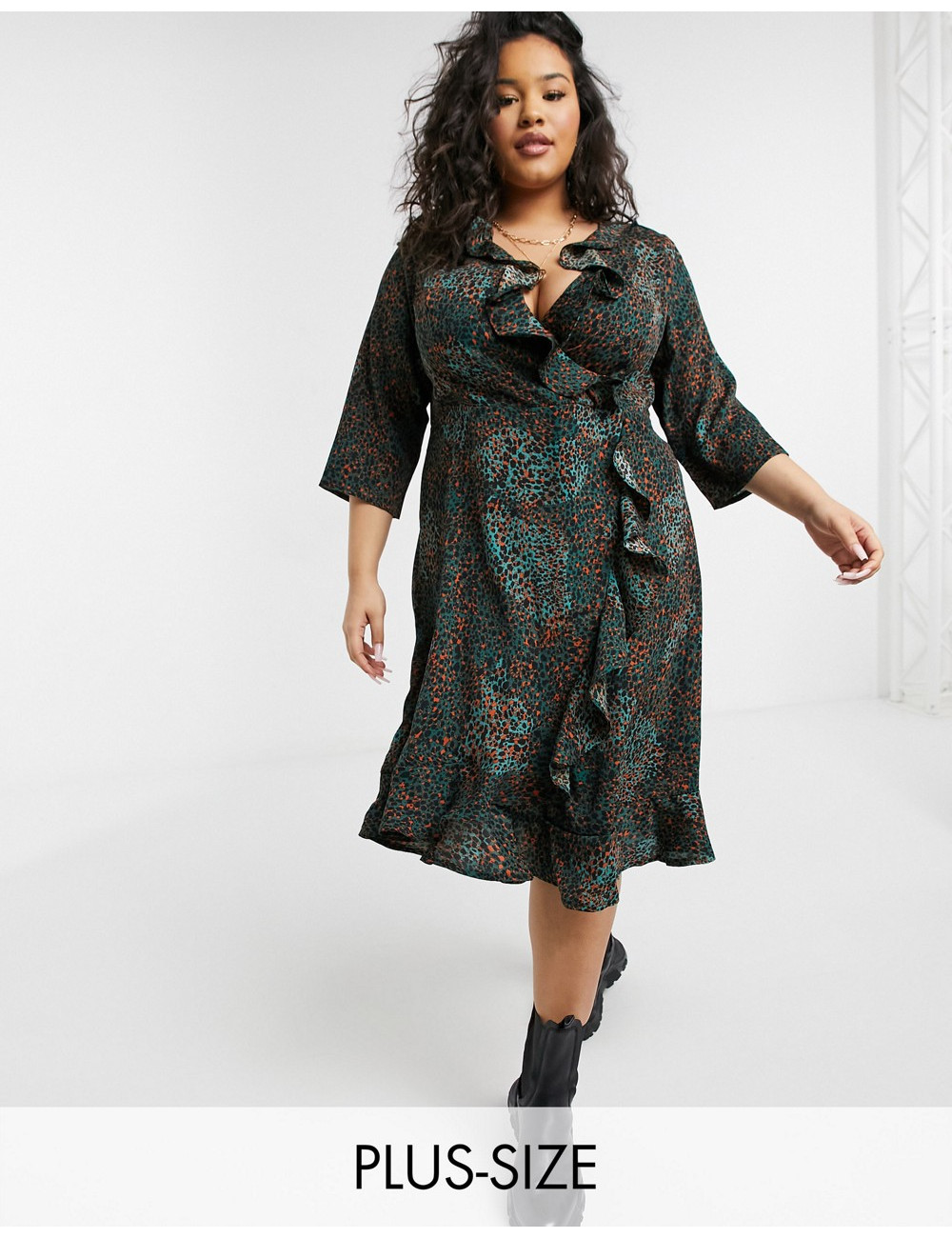 Yours satin wrap dress with...