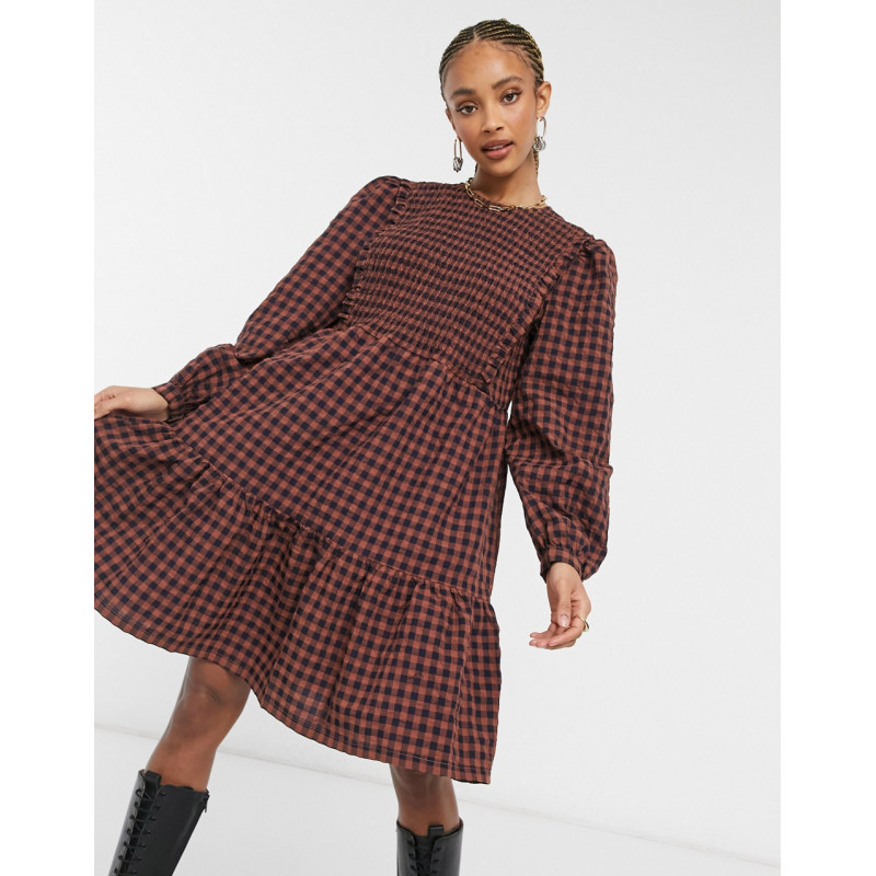 Object smock dress in check...