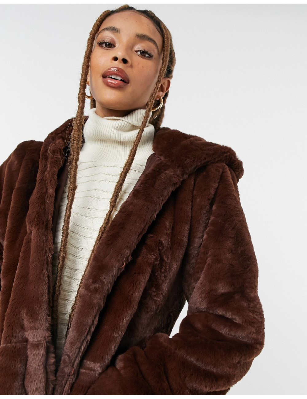 Morgan faux fur coat in brown