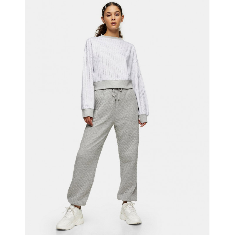 Topshop waffle joggers in grey
