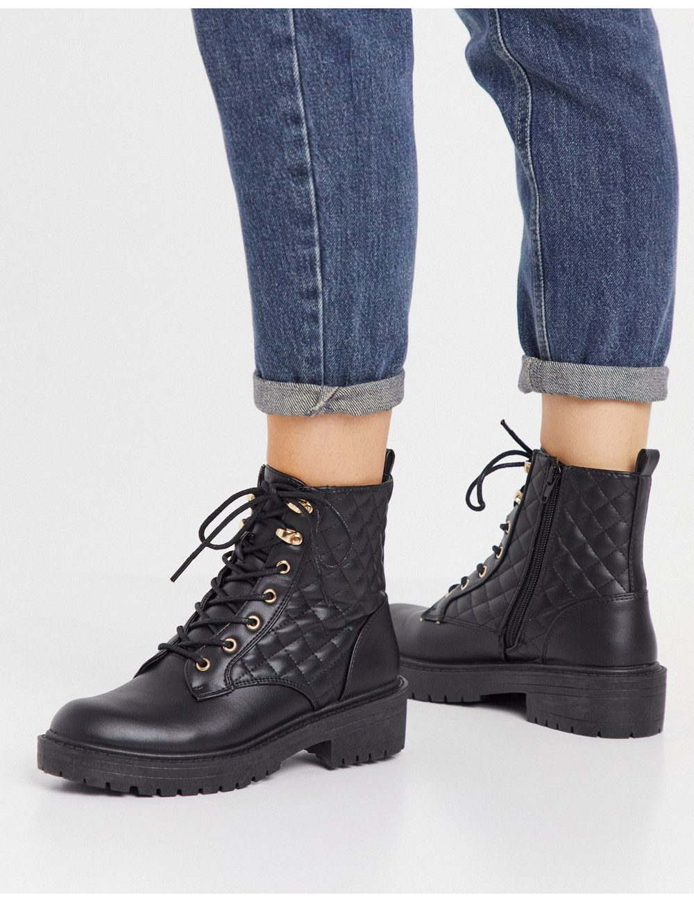 New Look quilted lace up...