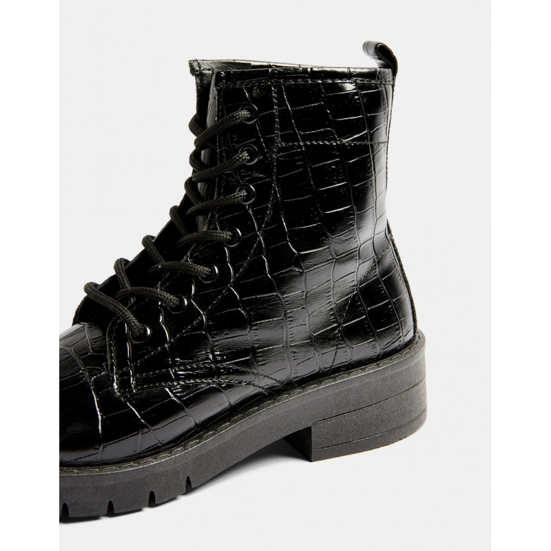 Topshop lace up boots in black