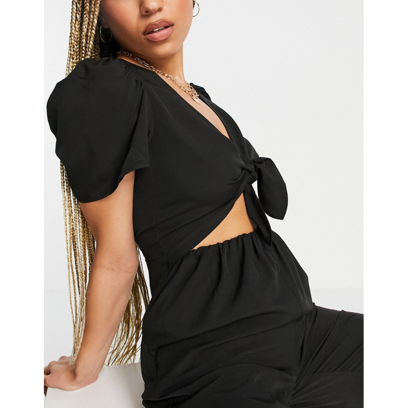 NA-KD tie front jumpsuit in...