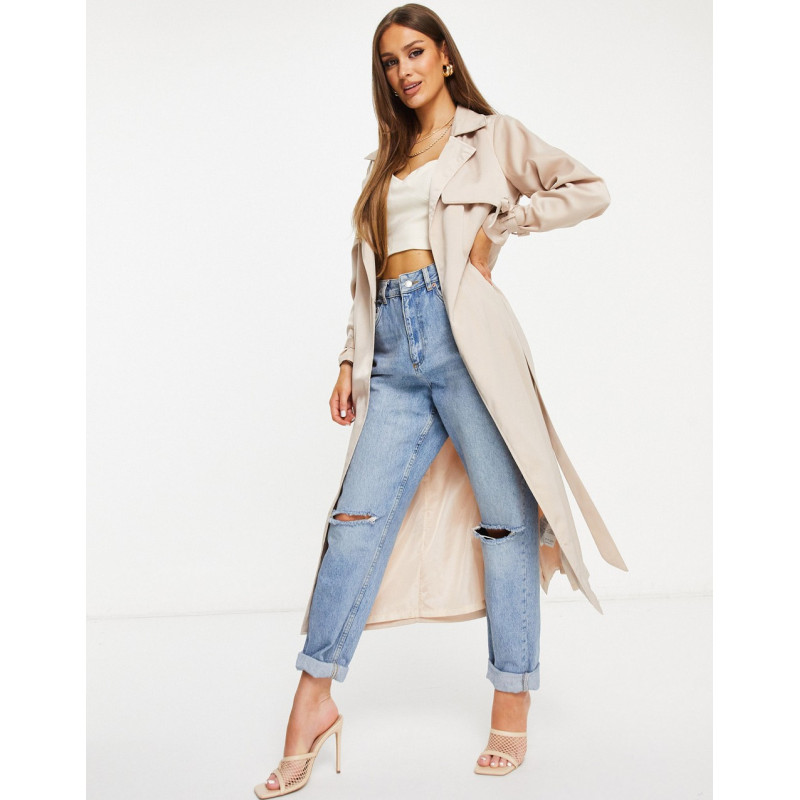Missguided satin trench in...
