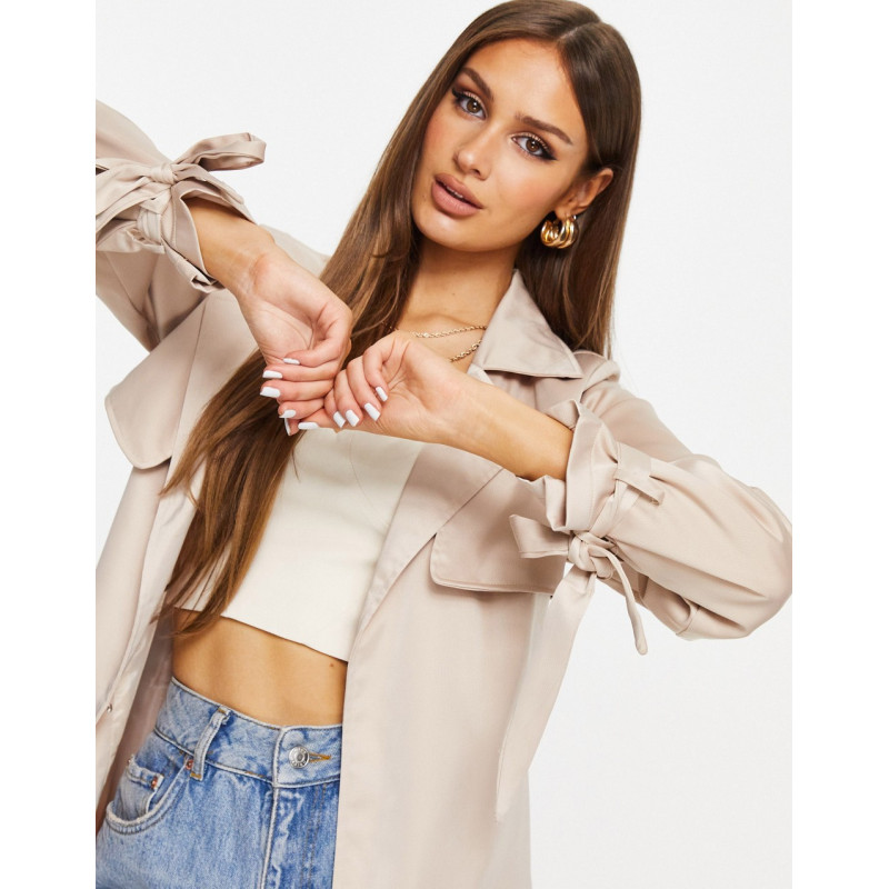 Missguided satin trench in...