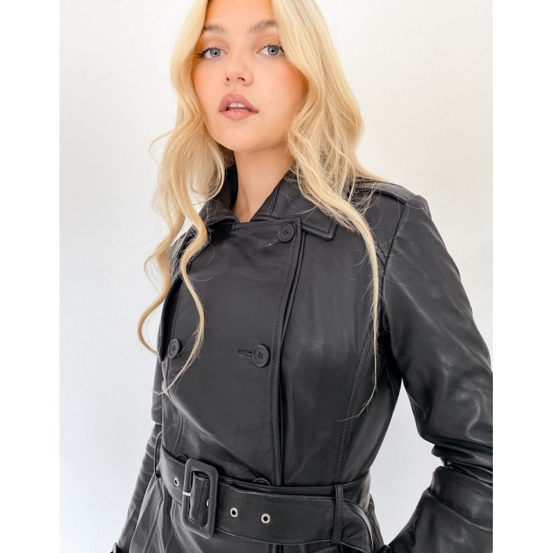 Lab Leather trench coat in...