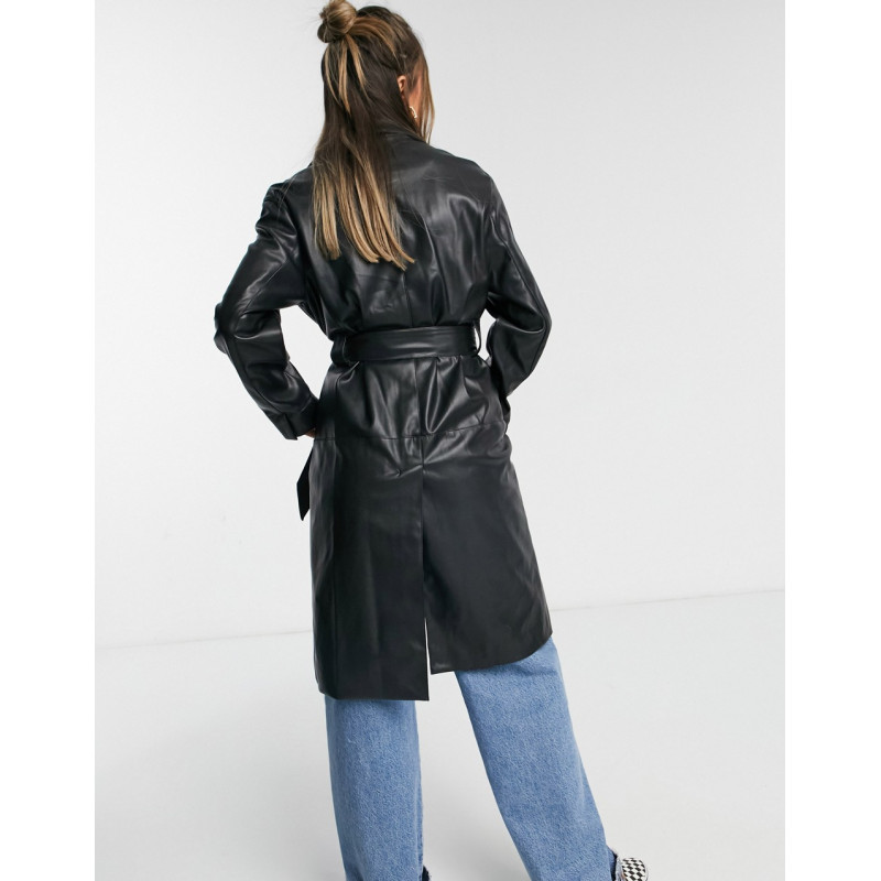 Bershka faux leather belted...