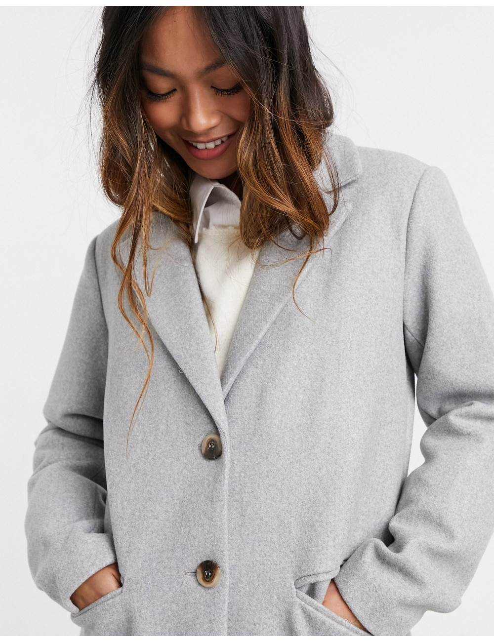 Vila tailored pea coat in grey
