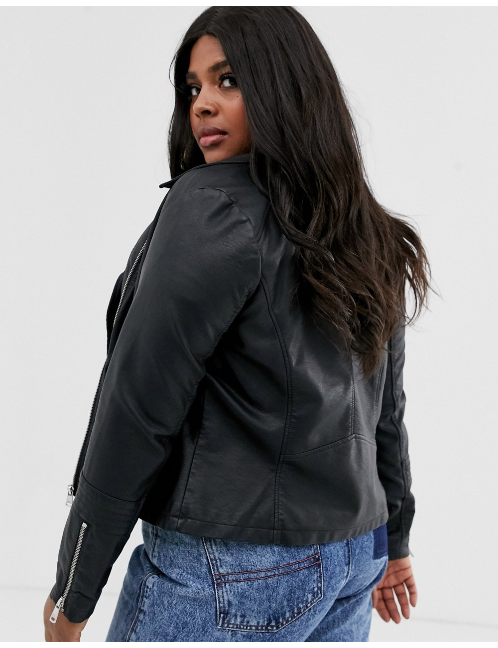 Only Curve faux leather jacket