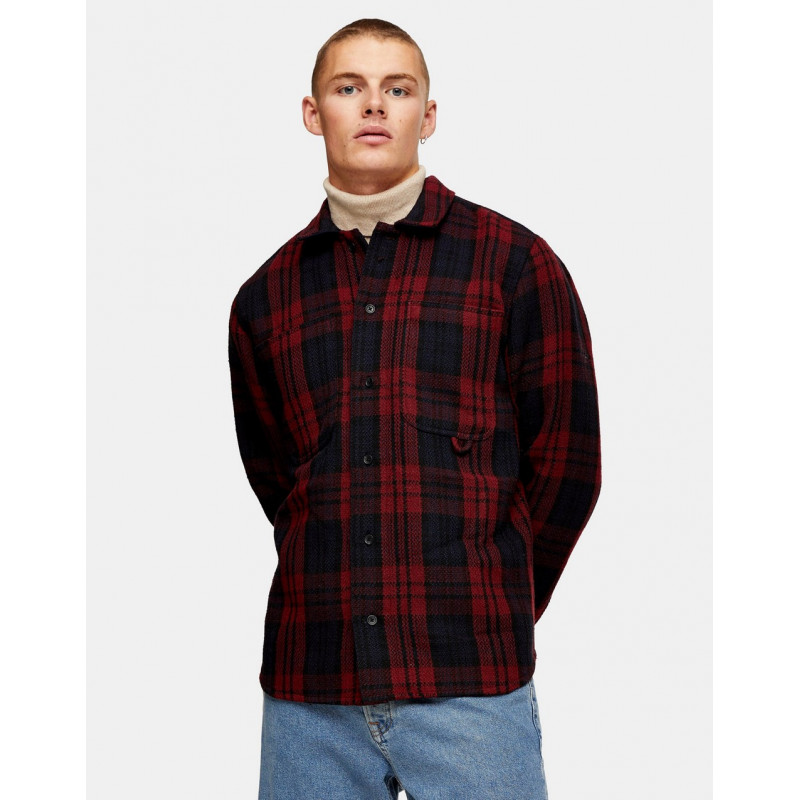Topman overshirt in red check
