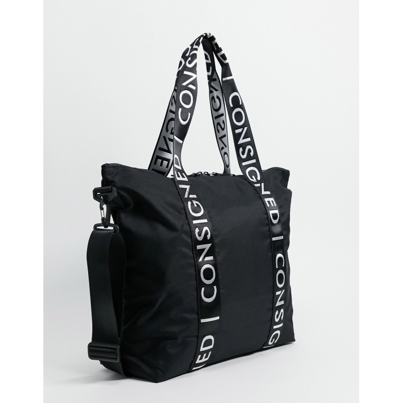 Consigned logo taping tote bag