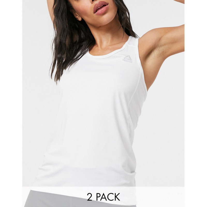 Reebok 2 pack vest in white