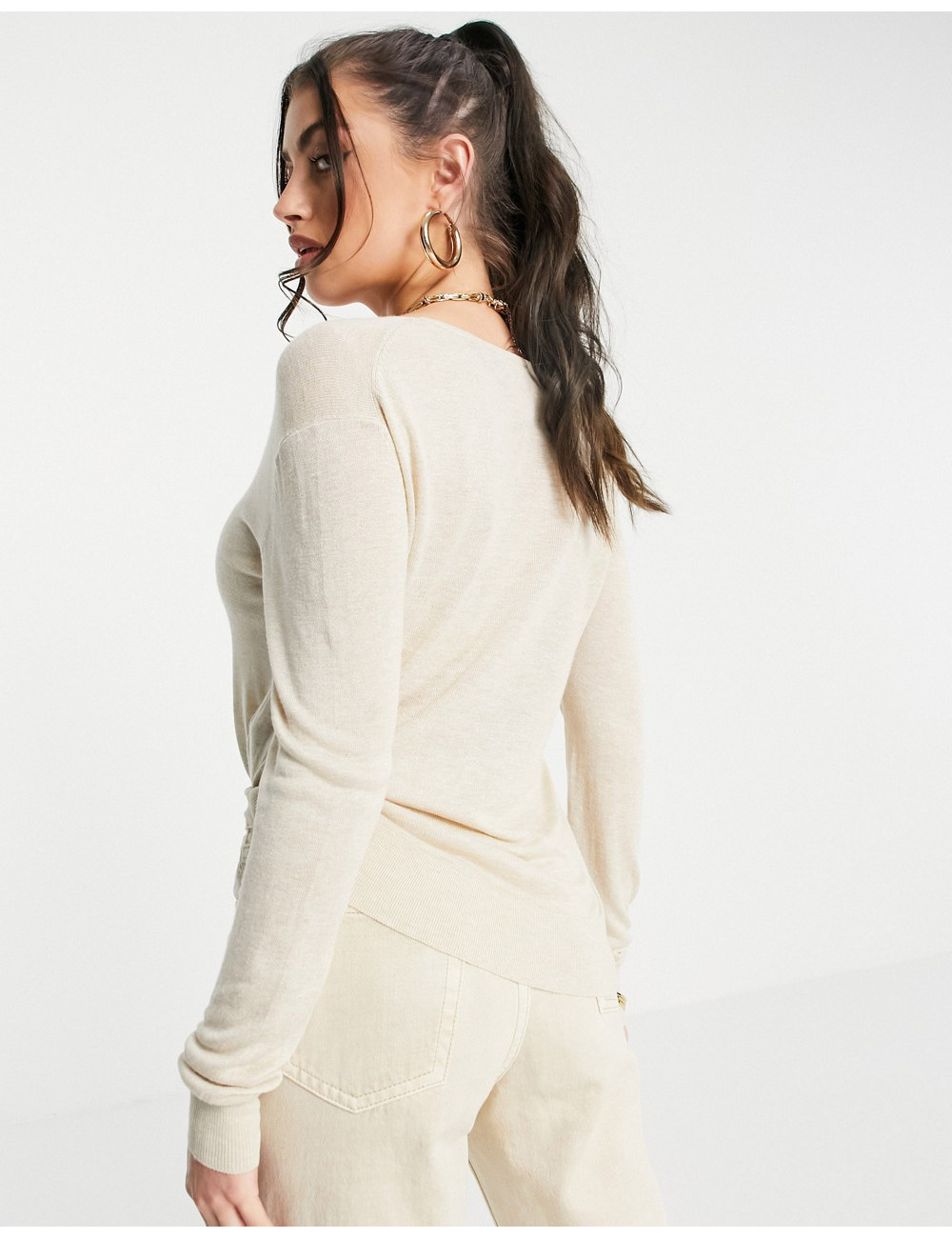 Selected v-neck knit top in...