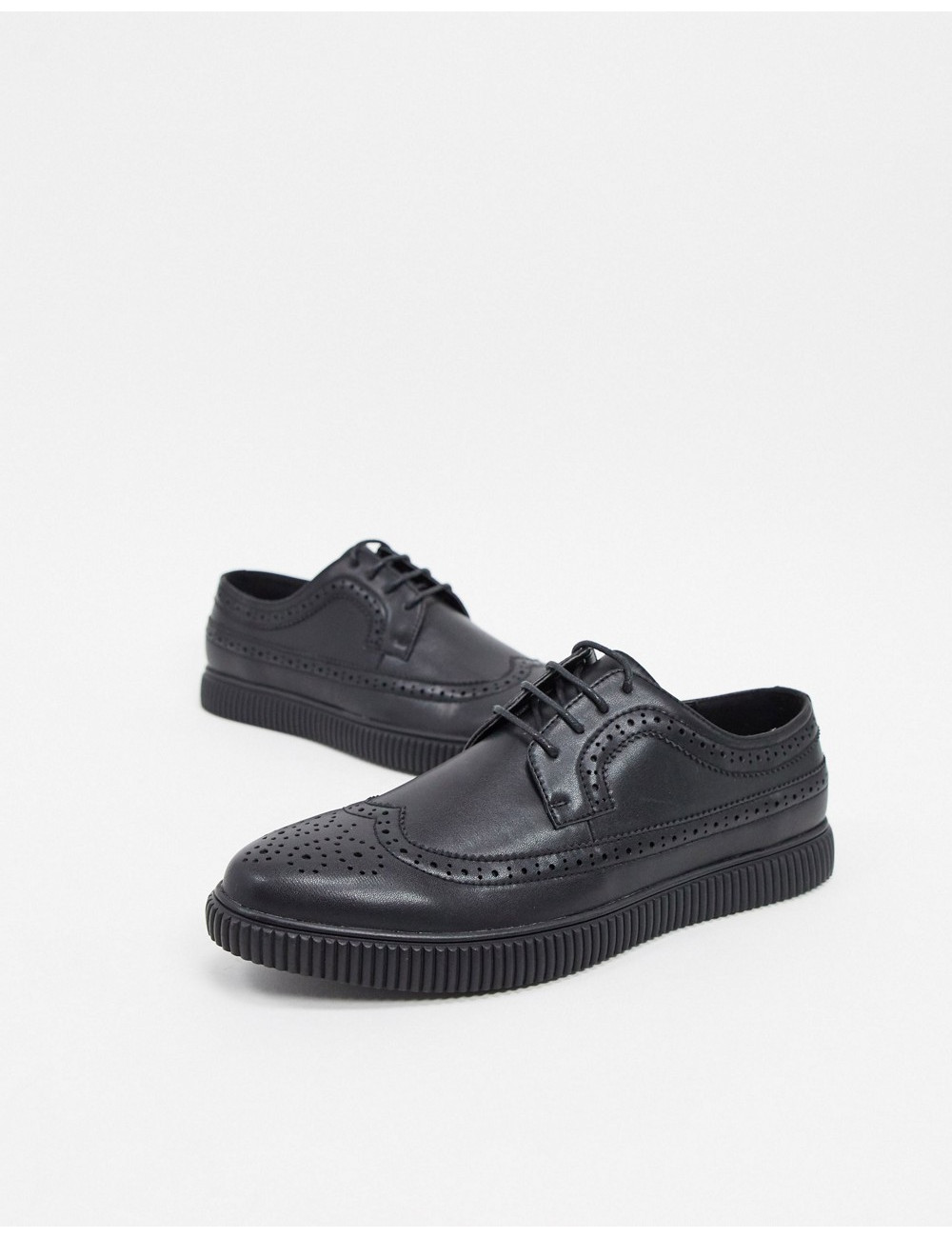 ASOS DESIGN chunky sole creeper in black leather