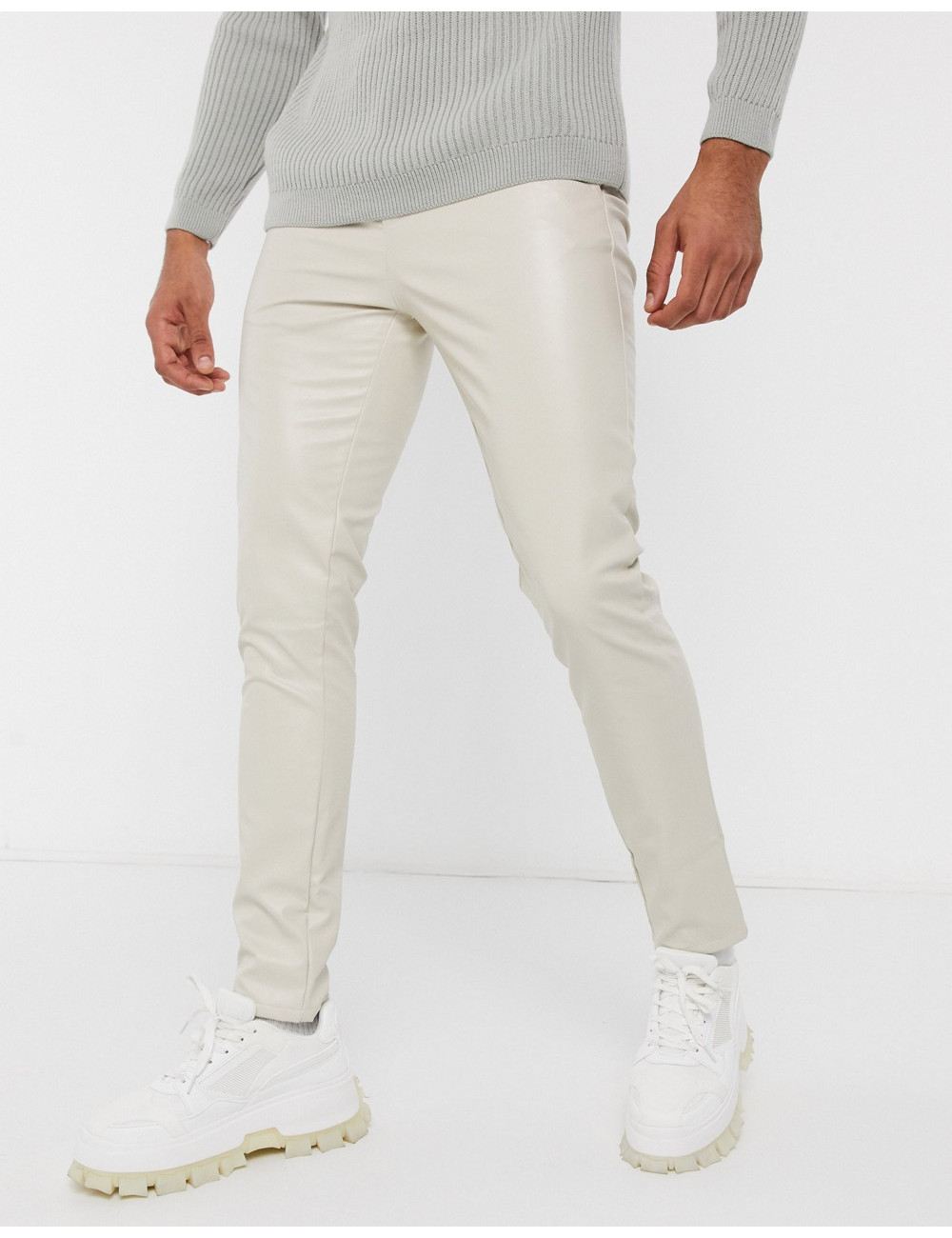 ASOS DESIGN slim fit faux...