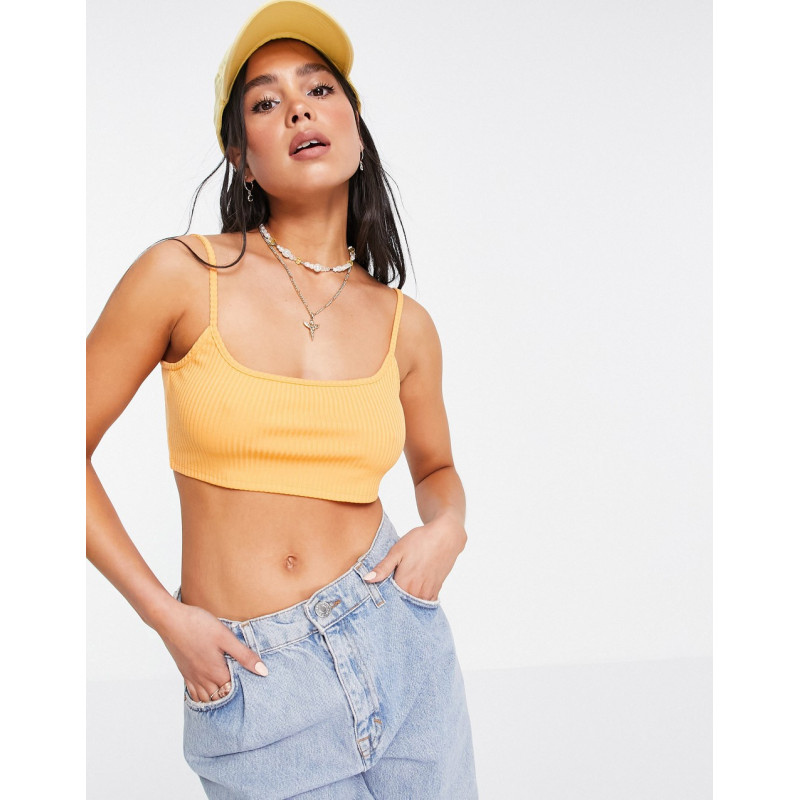 Only cropped rib top in orange