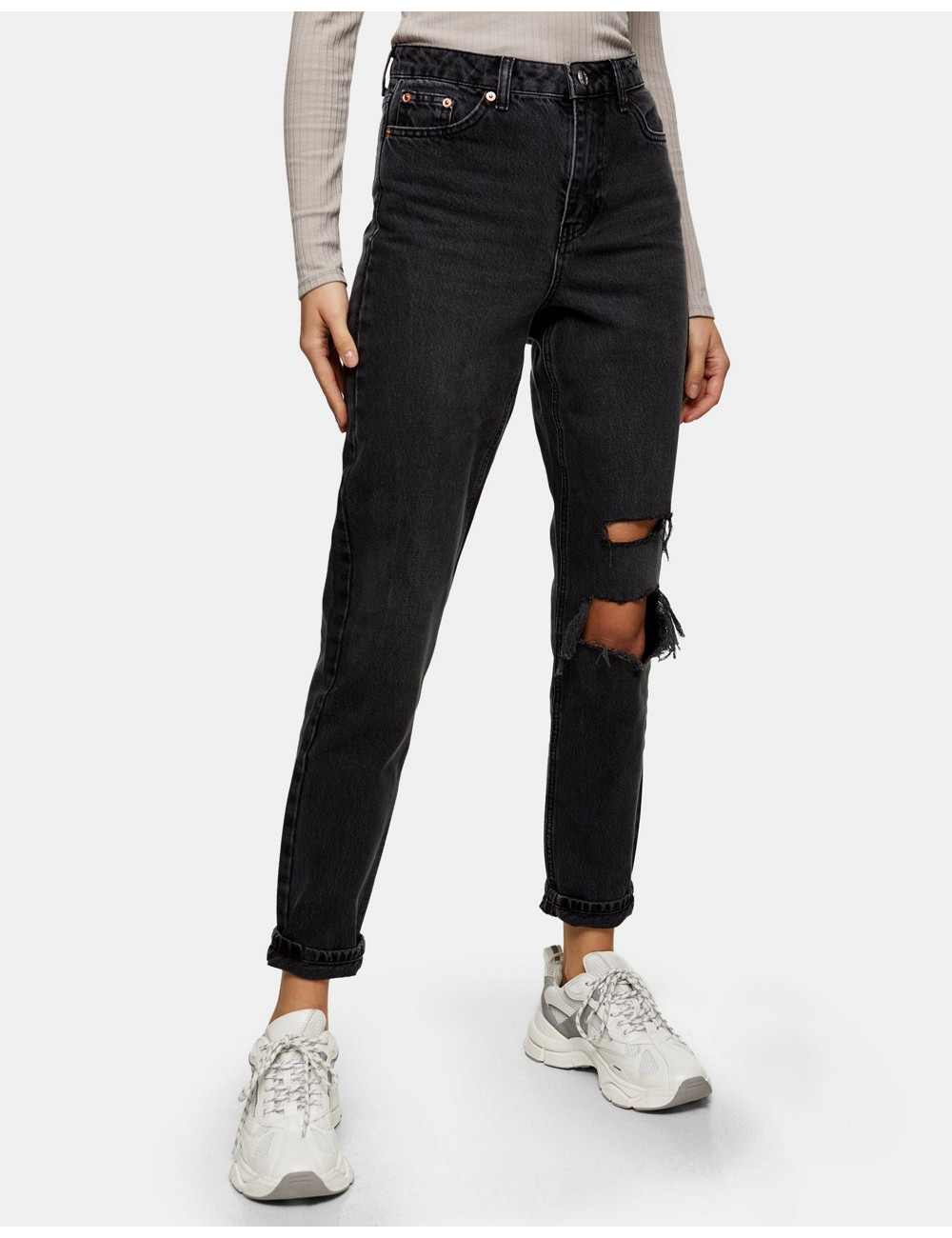 Topshop mom jeans with rips...