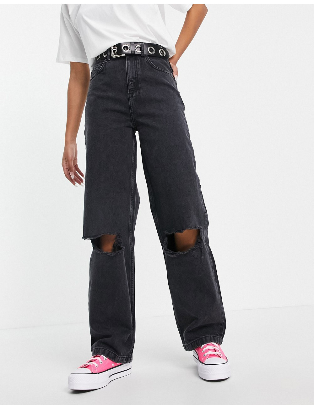 Topshop Baggy jean with...