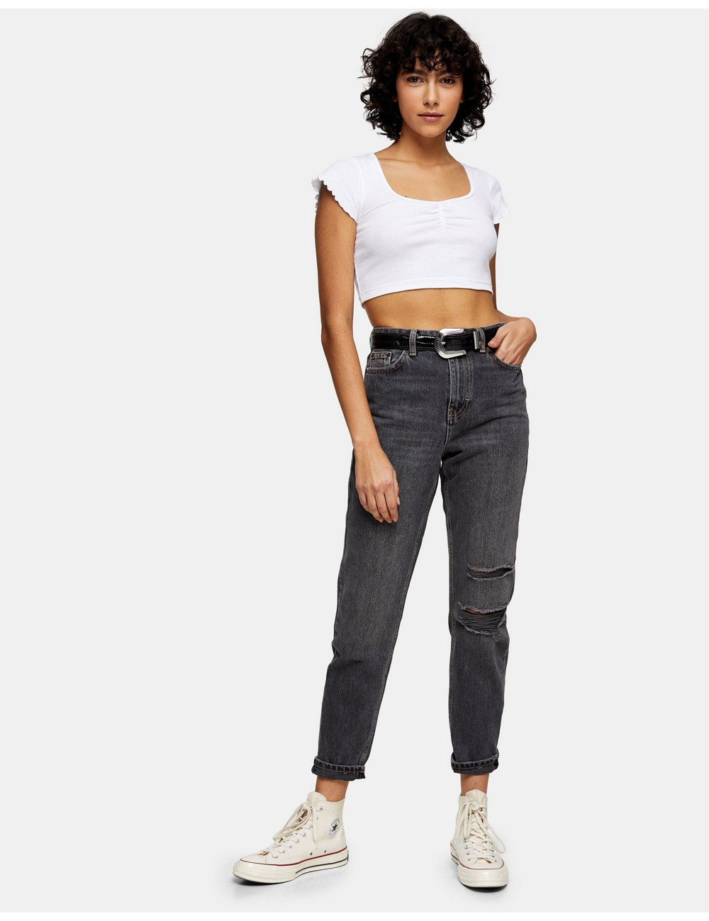 Topshop mom jeans with rips...