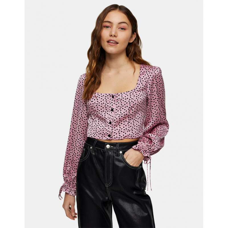 Topshop satin blouse in...