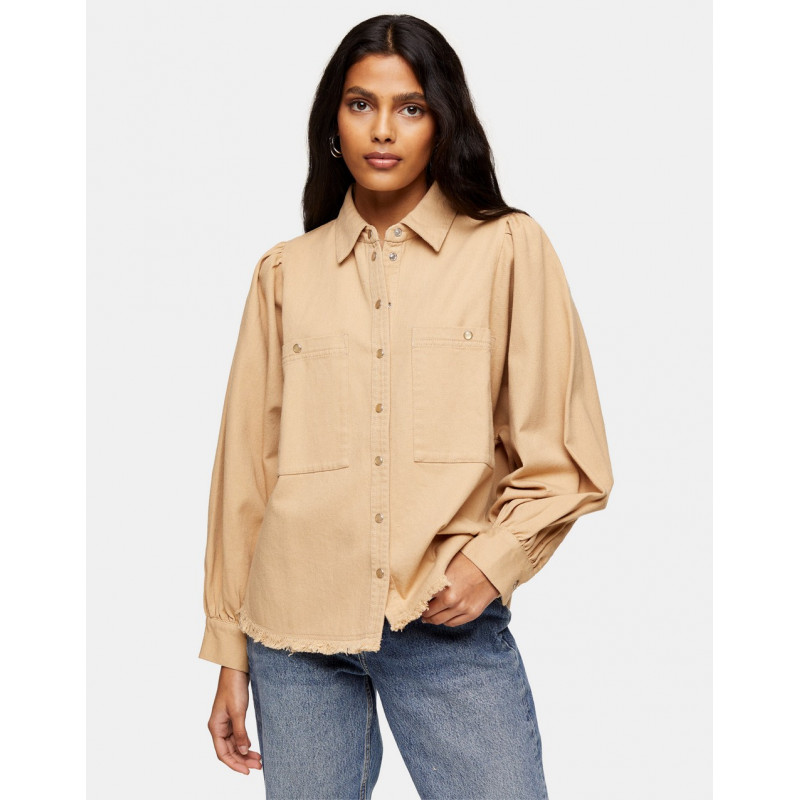 Topshop utility shirt in camel