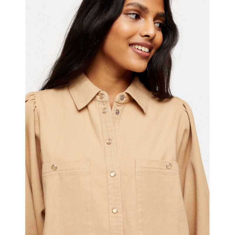 Topshop utility shirt in camel