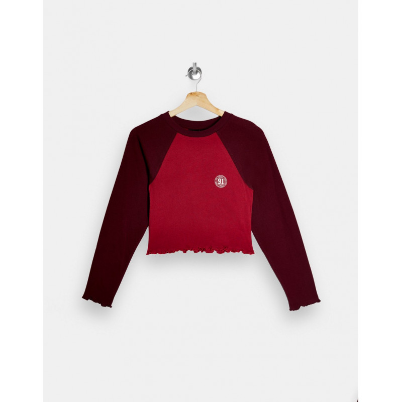 Topshop varsity t-shirt in red