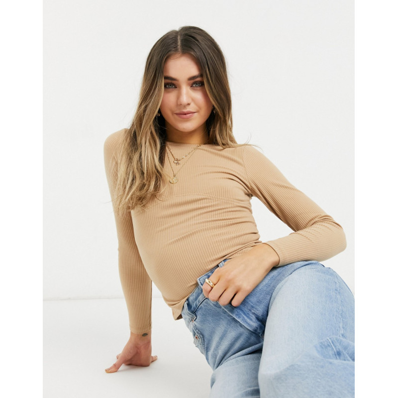 New Look seam ribbed top in...