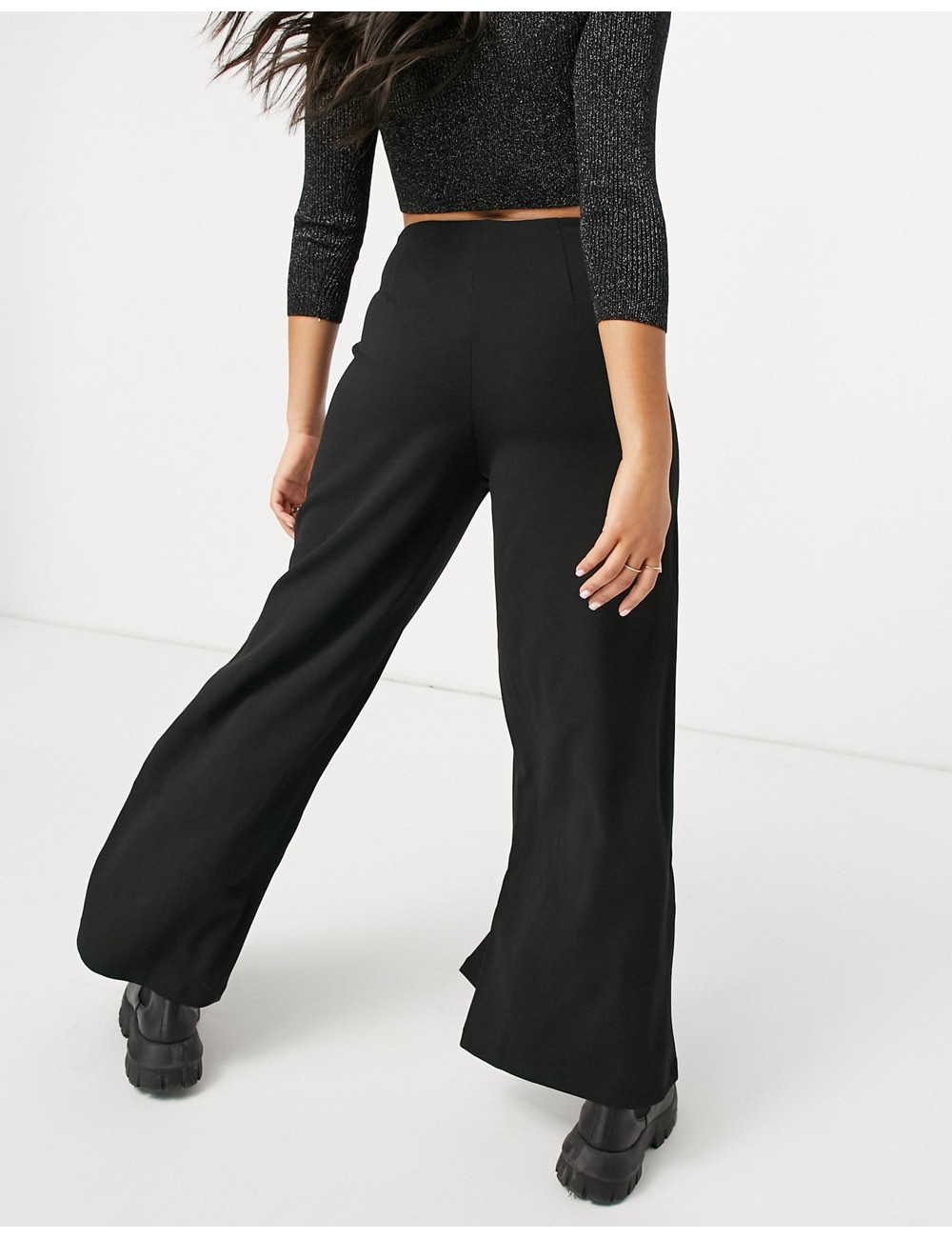 Vila wide leg trousers with...