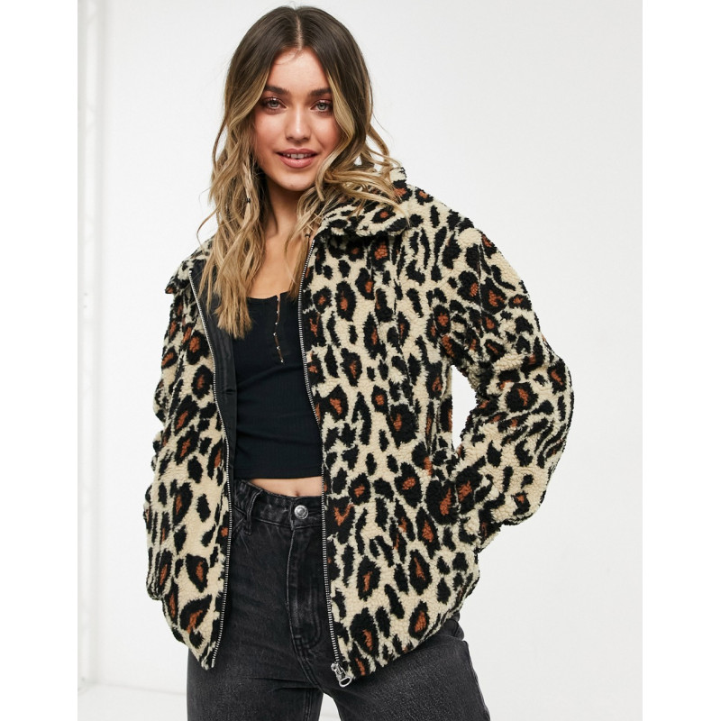 JDY teddy jacket in leopard