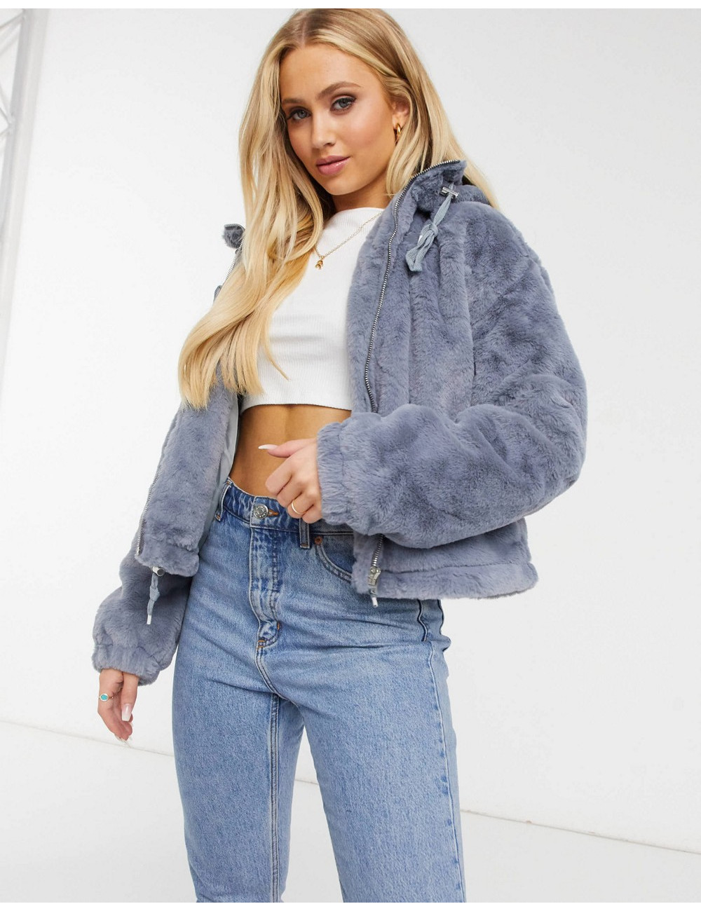 Missguided faux fur hooded...