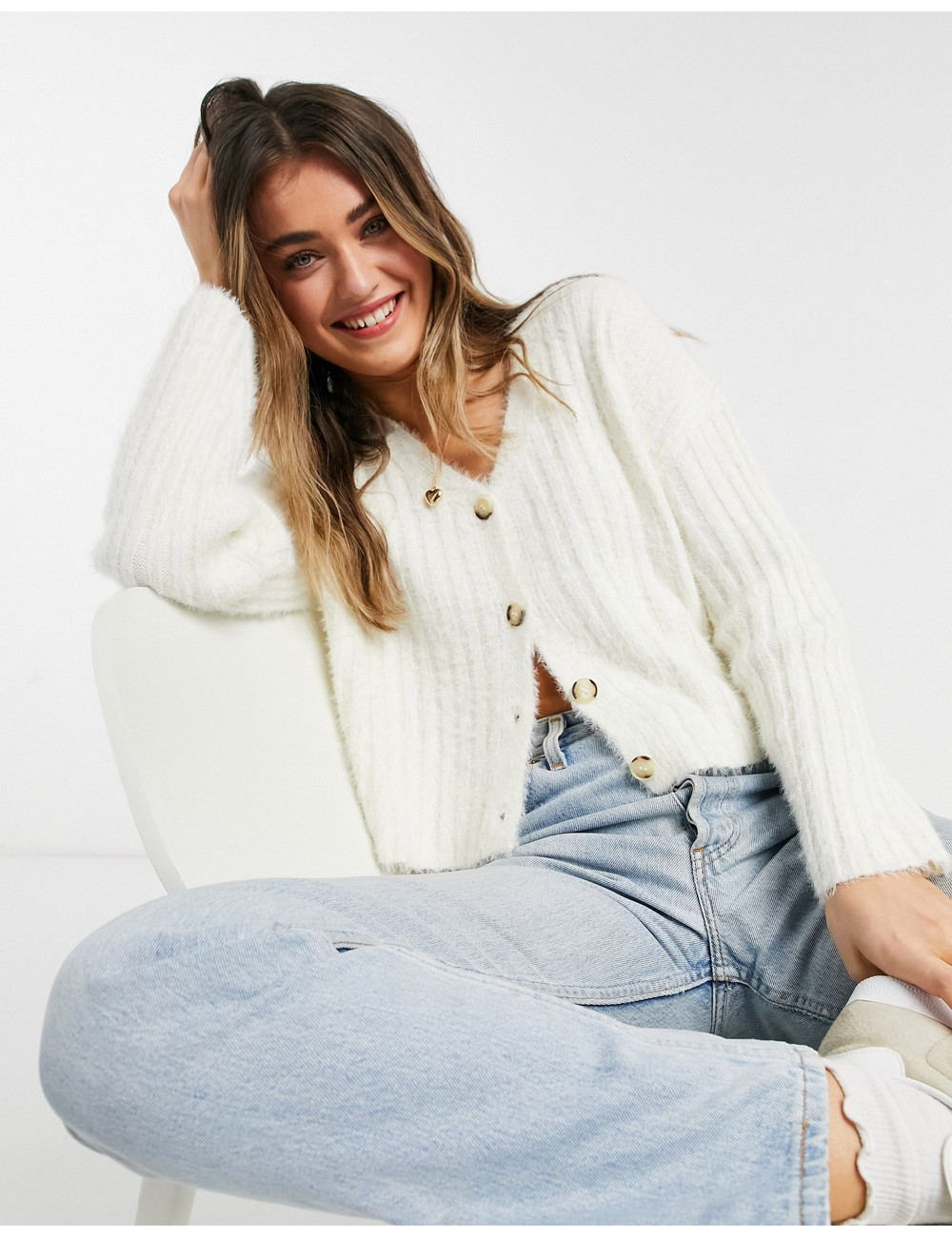 New Look fluffy knit ribbed...