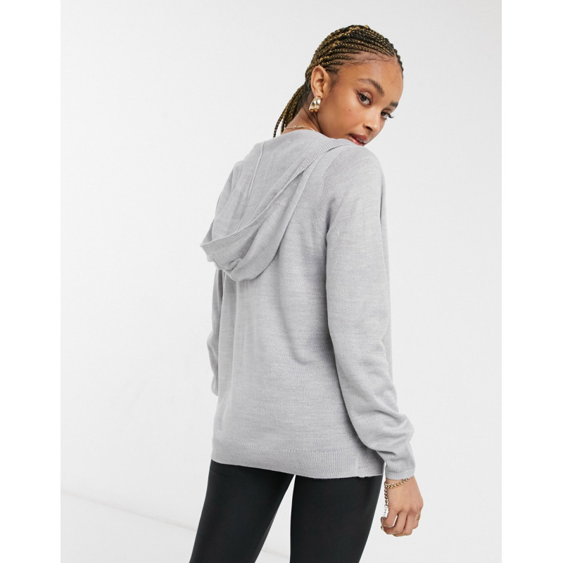 Only hooded cardigan in grey