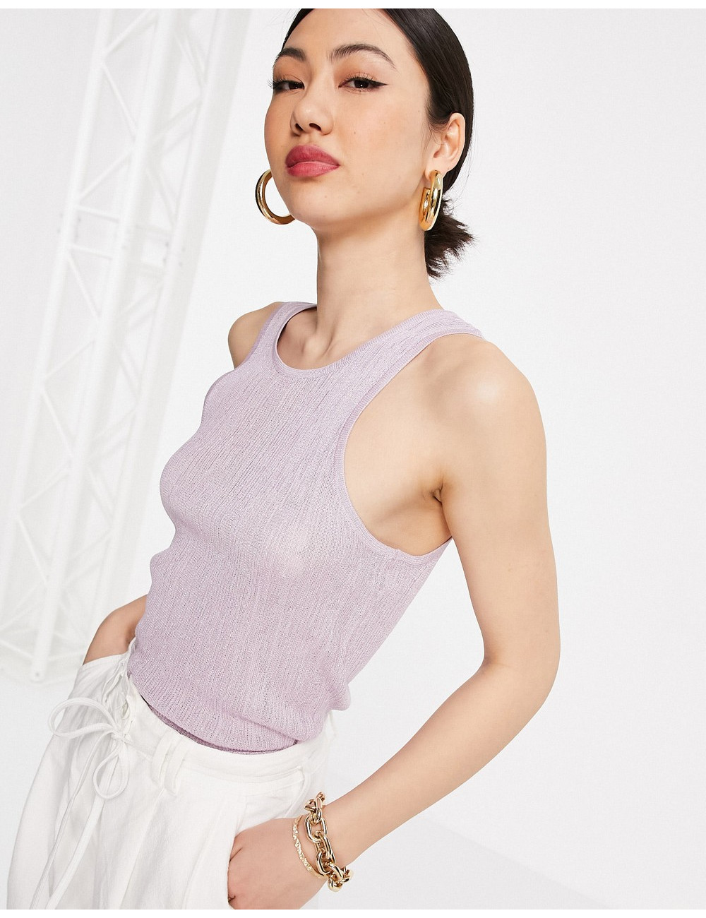 Mango knitted vest in lilac