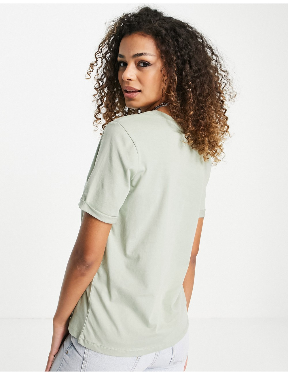 Pieces cotton t-shirt in green