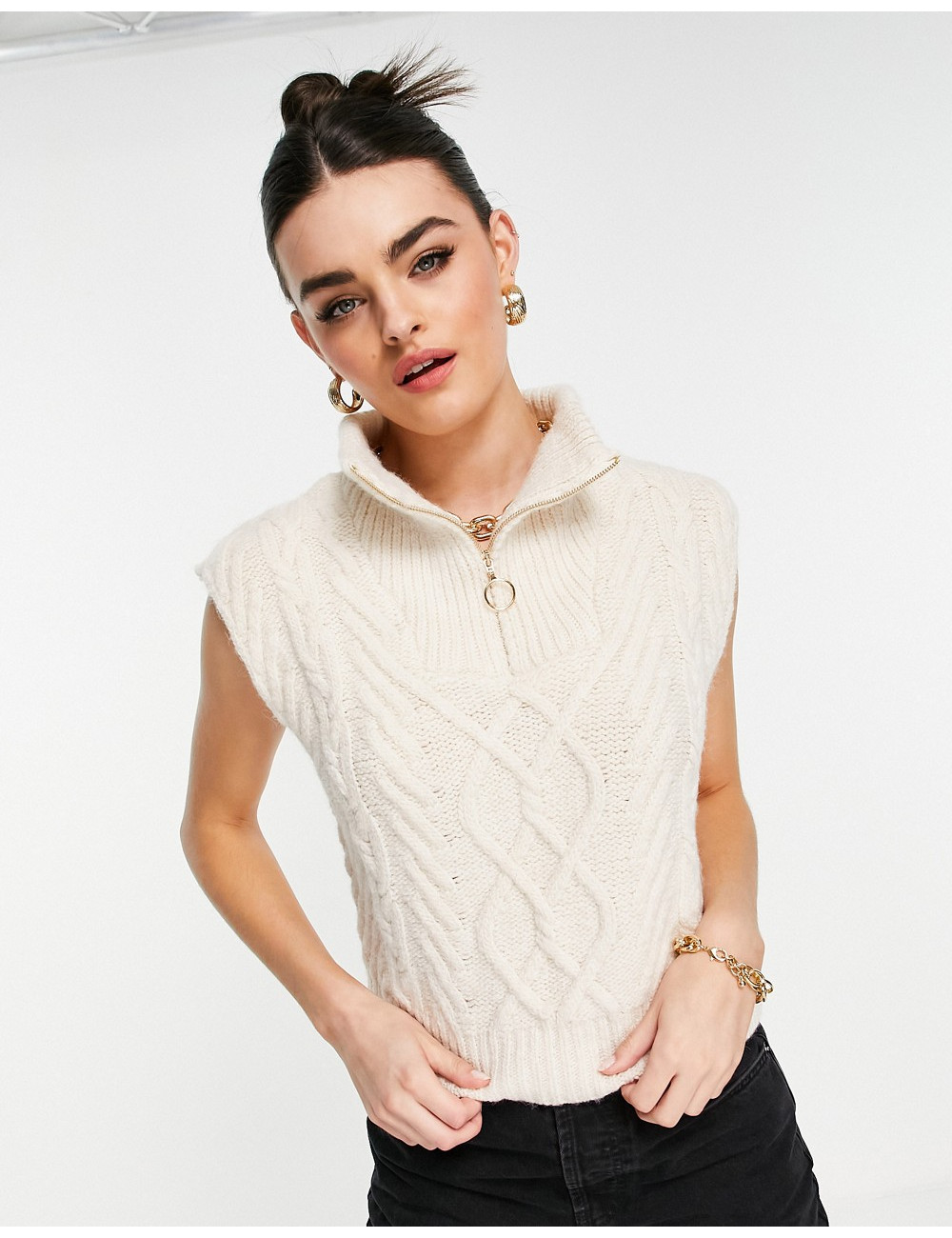 Mango zip top cable knit...