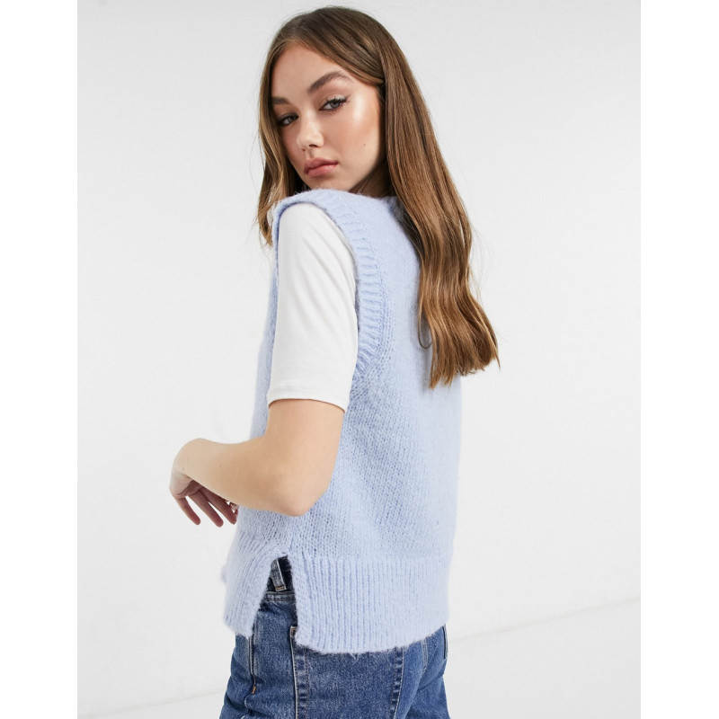 Pieces knitted vest in blue