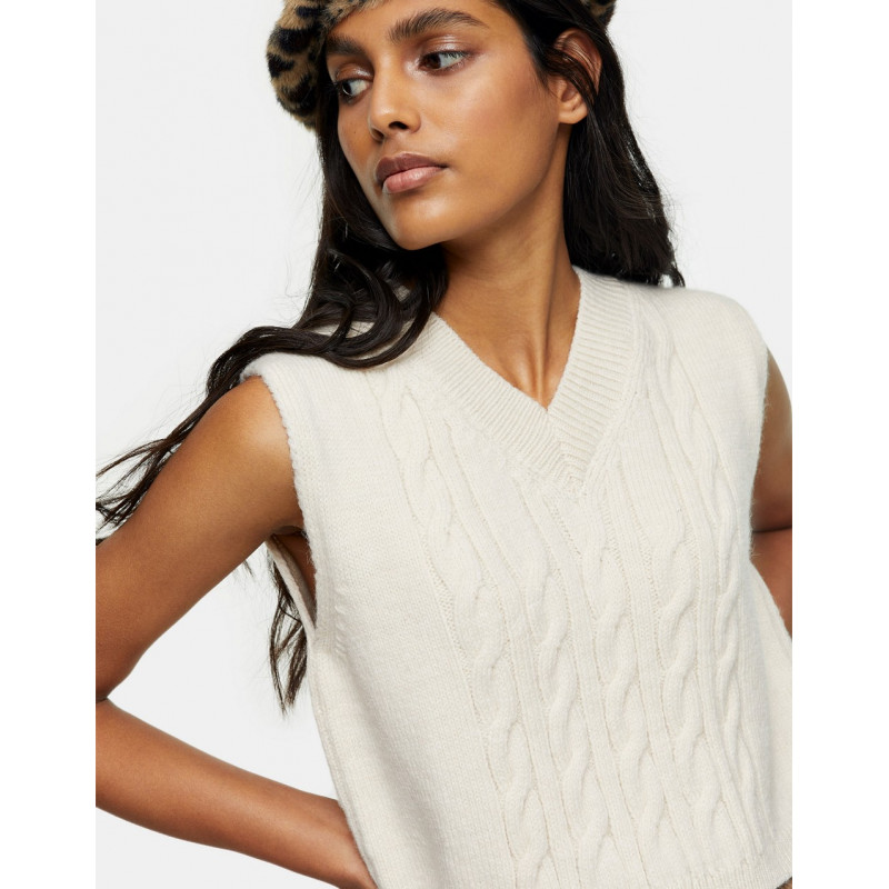 Topshop cable knit vest in...