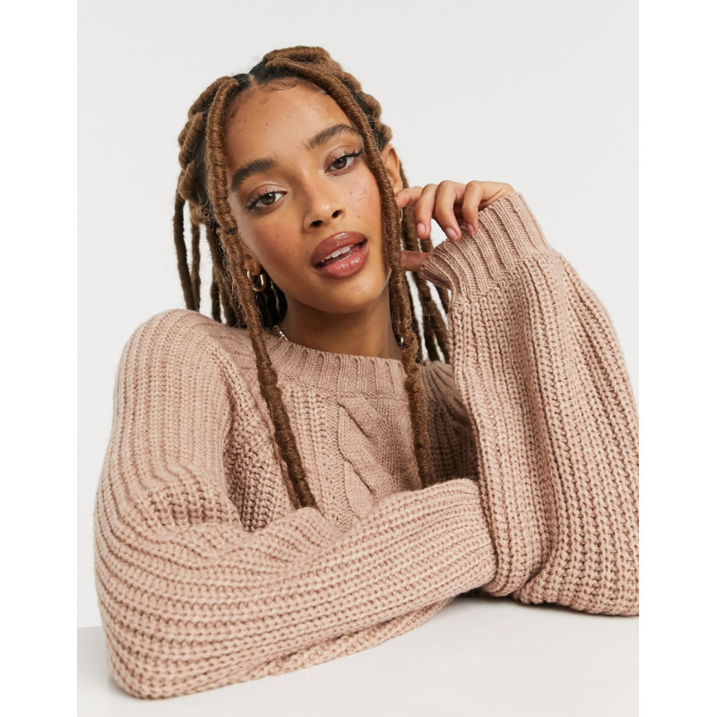 Only cable knit jumper in pink