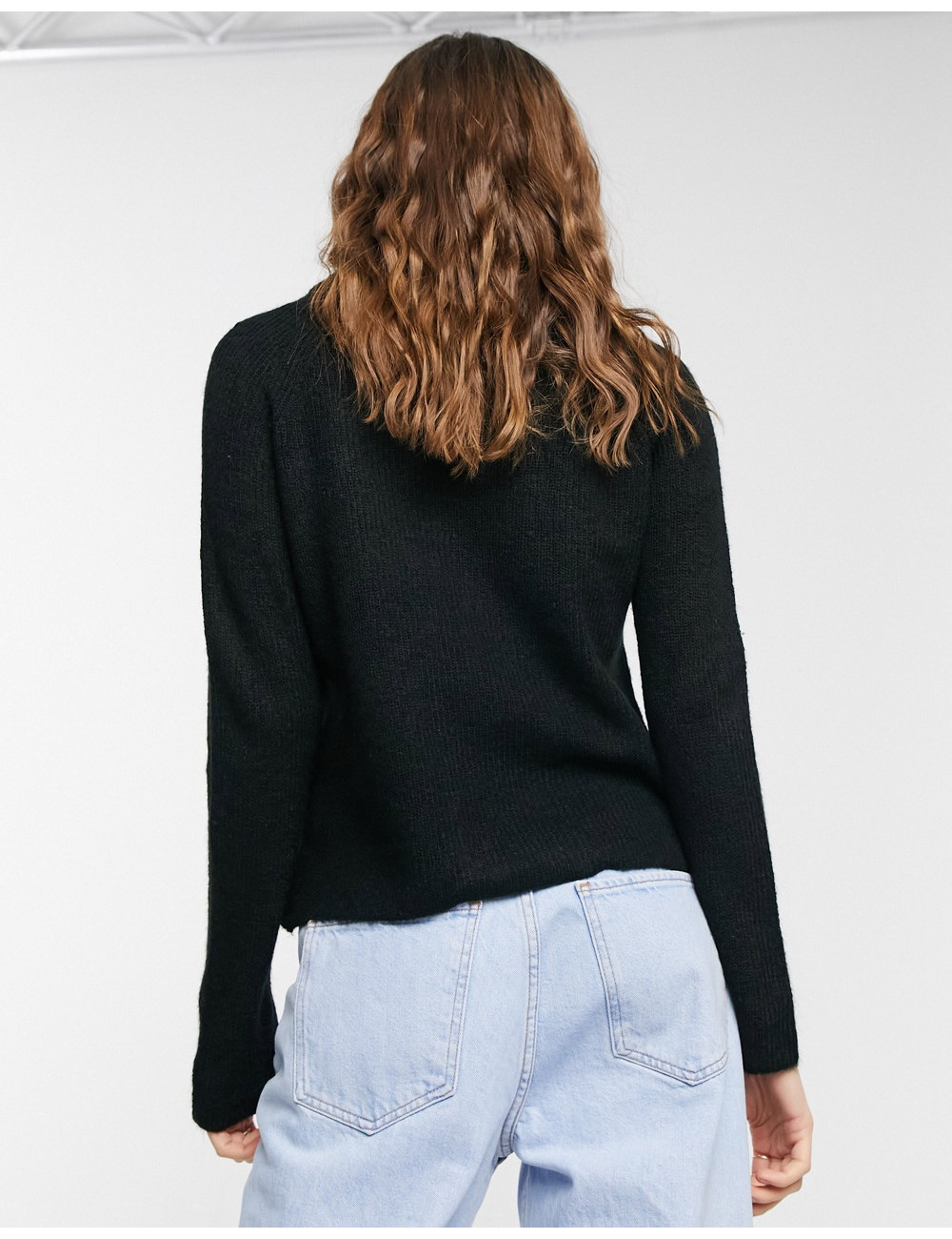 Pieces ribbed jumper in black