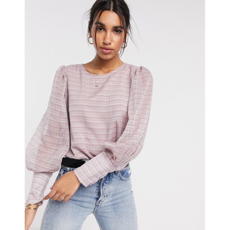 Y.A.S mini check sheer blouse