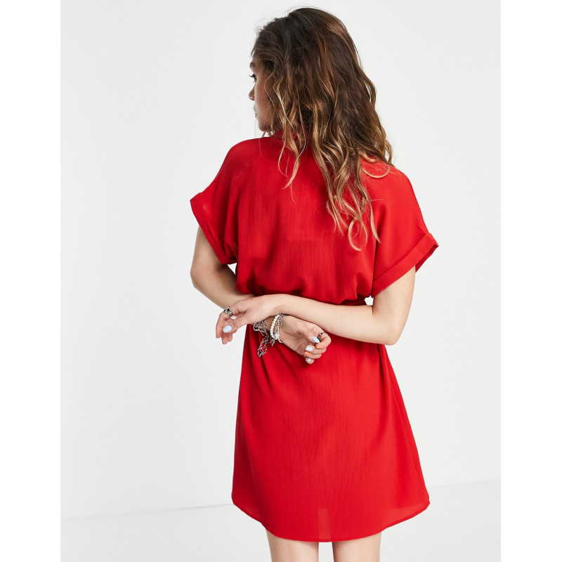 Monki shirt dress in red