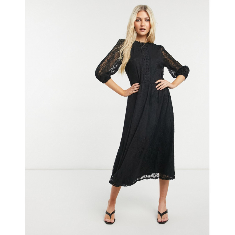 Oasis mesh midi dress in black