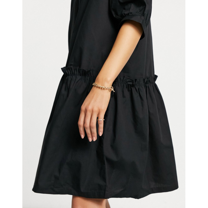 Monki smock dress in black