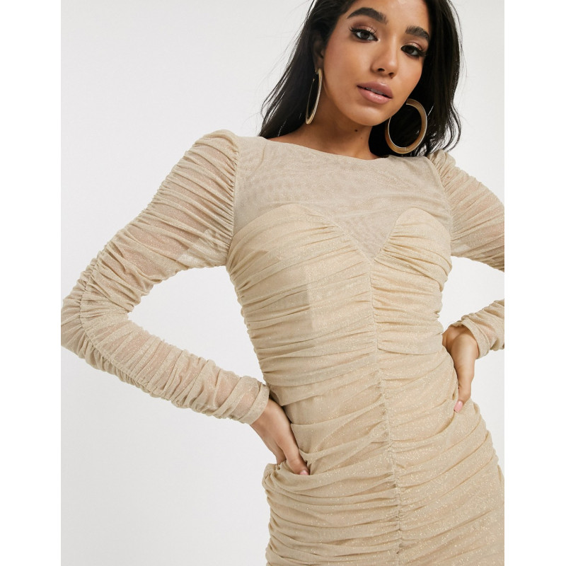 TFNC ruched meshed bodycon...